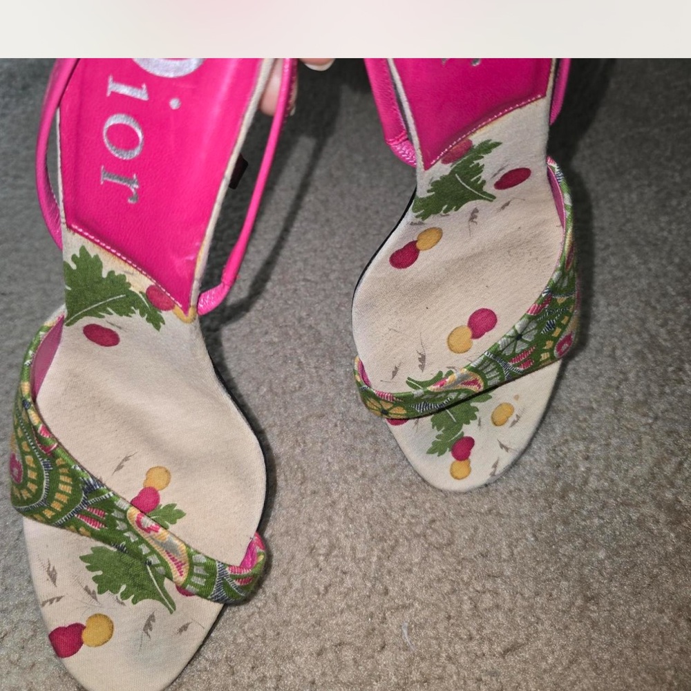 Dior Pink and Cream Heeled Sandals - Picture 5 of 8